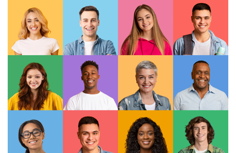 Diversity tiles with different people
