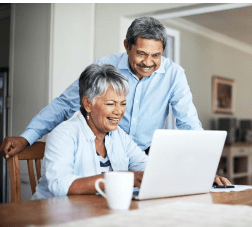 Couple looking at computer