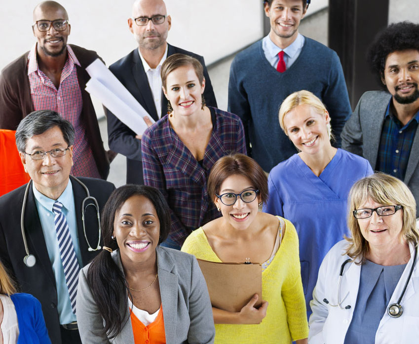 Diverse group of newly hired health professionals