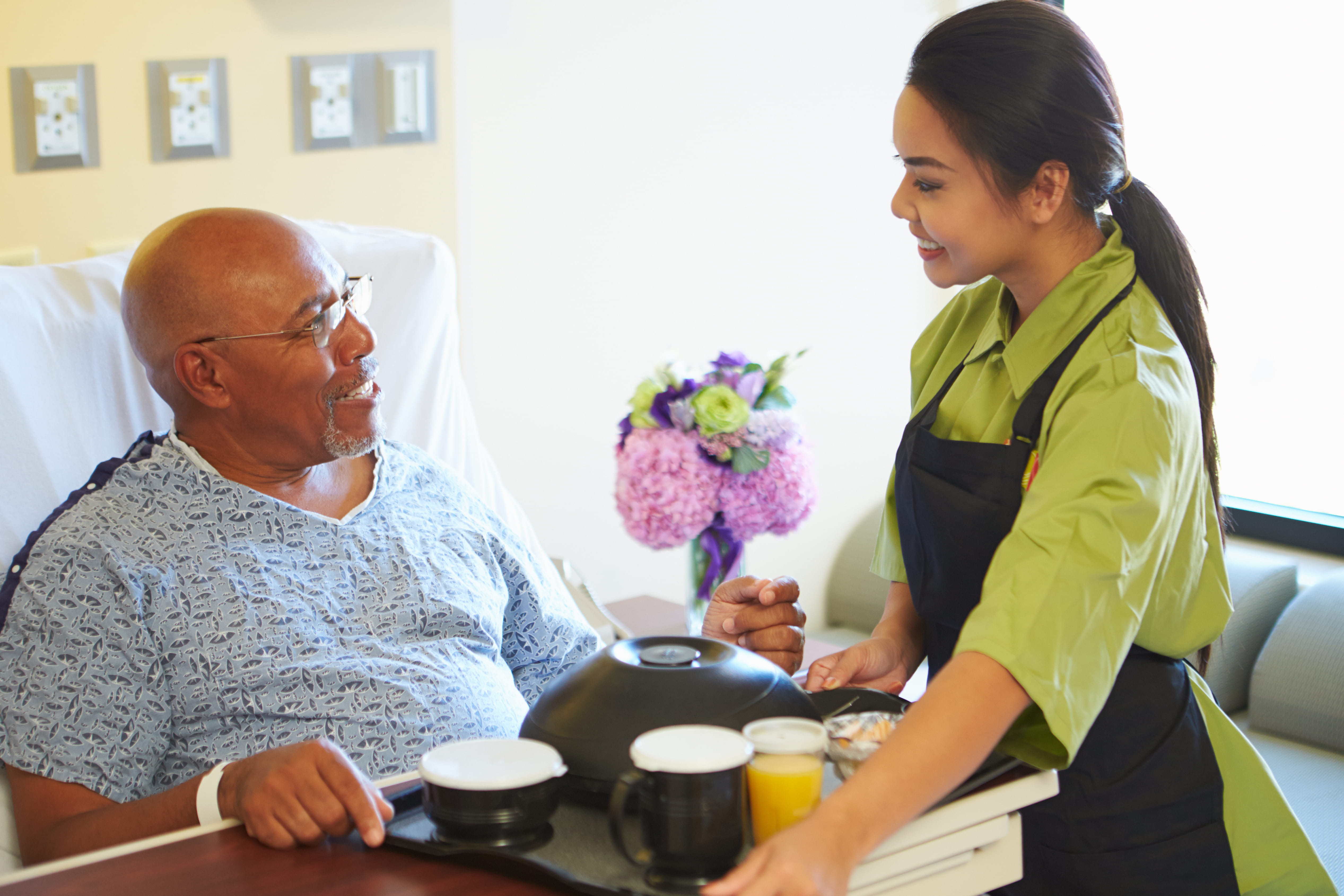 Patient receiving a meal