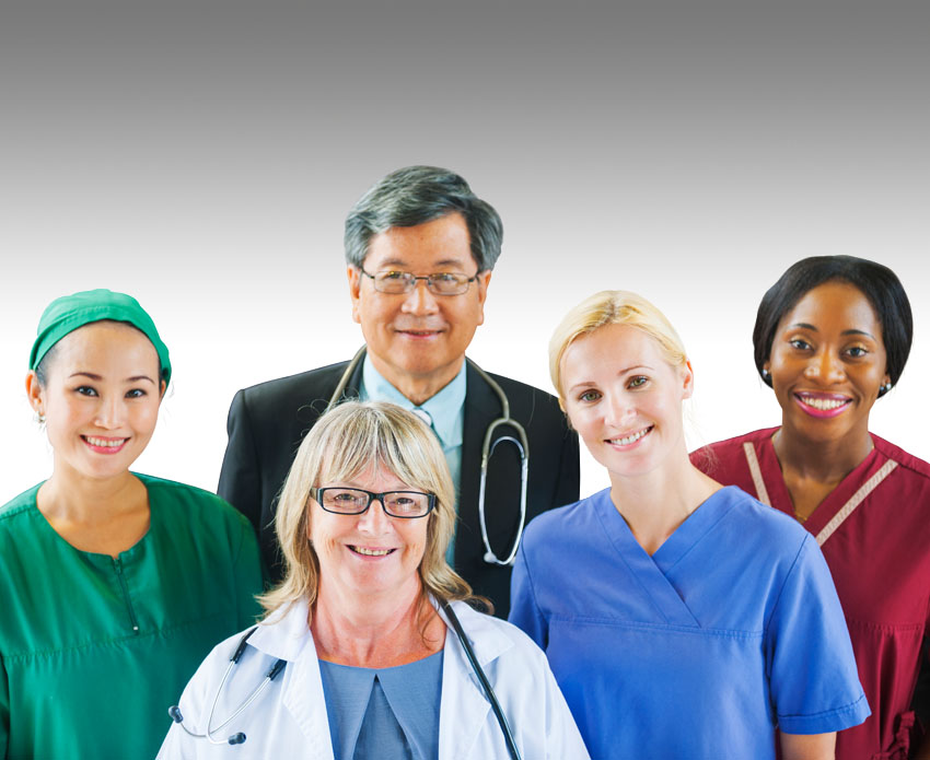 Diverse group of health professionals