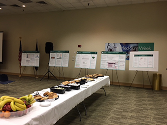 Catering table and research displays