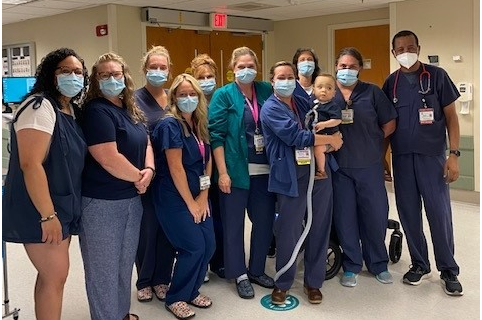 Oliver and Family, Hannah Mahanes RN, Brittany Hildebrand RN, Kathy Majette RN, Sara Hamblin RN, Kaylee Arsenault RN, Debbie Henson RN, Sam Kostyal RN, Elias Tessema MD