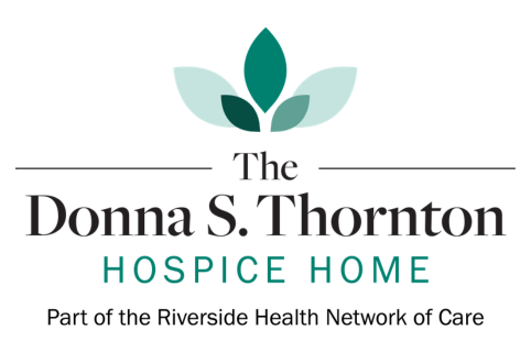 The Donna S. Thornton Hospice Home logo with a teal leaf emblem and the text 'Part of the Riverside Health Network of Care.'