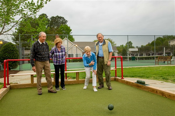 Playing bocce ball