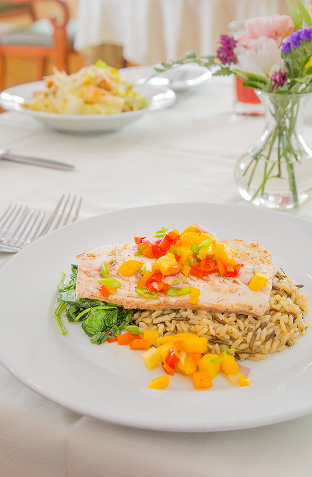Salmon on rice pilaf