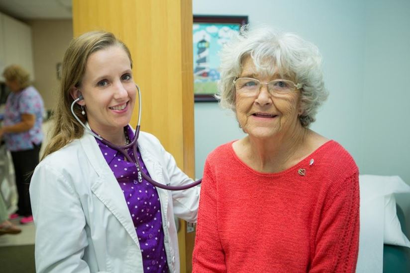 Ingrid-Fincher-MD-with-Patient-at-Riverside-Mathews-Medical-Center