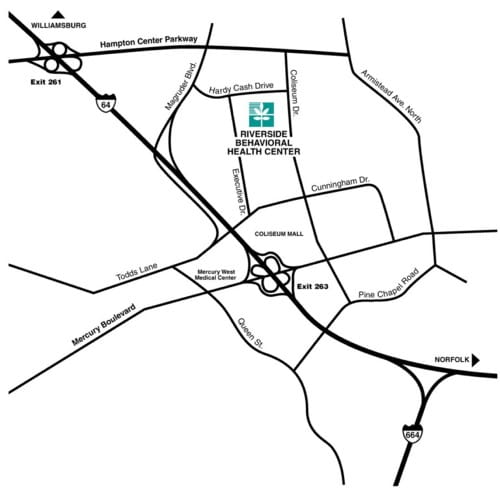 Map to Riverside Behavioral Health Center