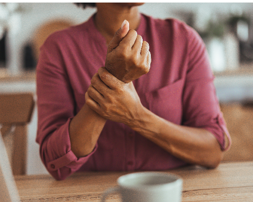 Radiation therapy can be effective in improving arthritis and other benign conditions Woman Suffering Wrist Pain While Sitting