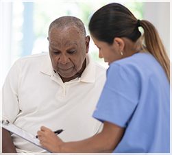 colon screening doctor with patient