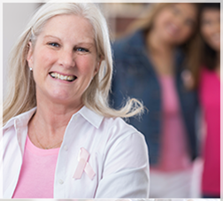 smiling woman in pink