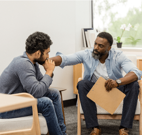 therapist comforting a patient 