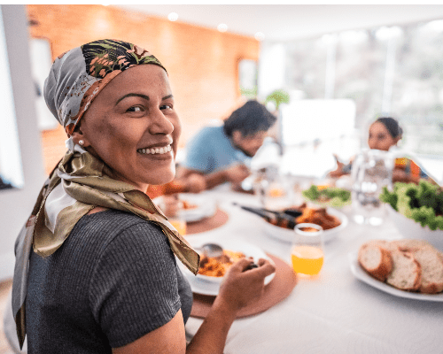 Portrait of a mature woman eating 
