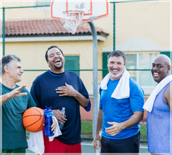 Older men after playing basketball