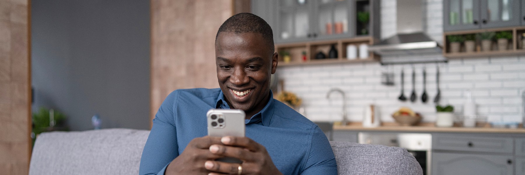 Diagnostic Lab Works Excited Black African American Man Having a Video Call on Smartphone 