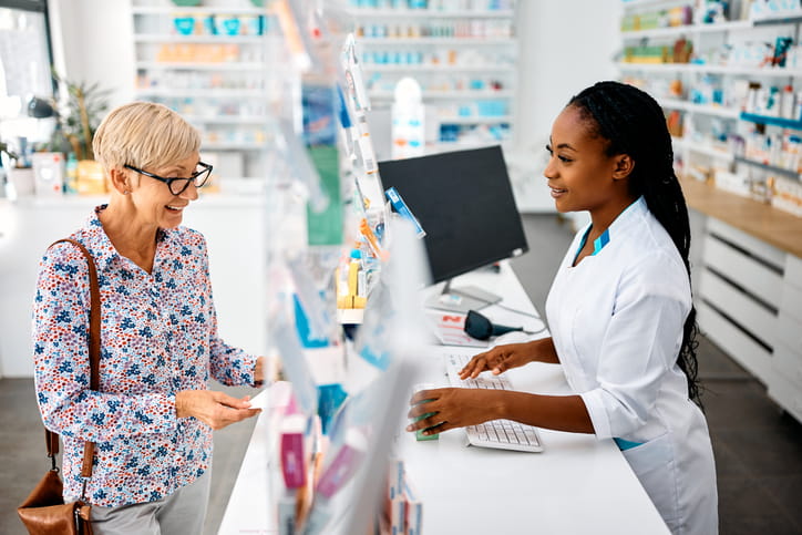pharmacist and patient  