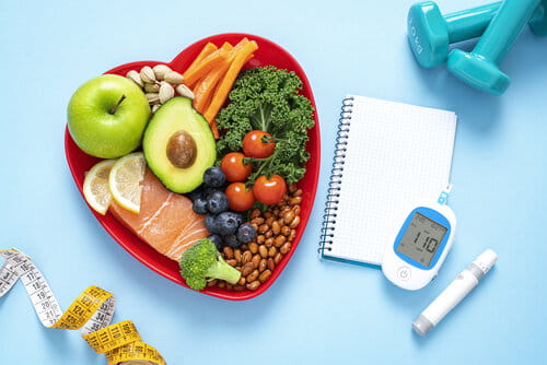 Healthy eating for blood glucose control concept