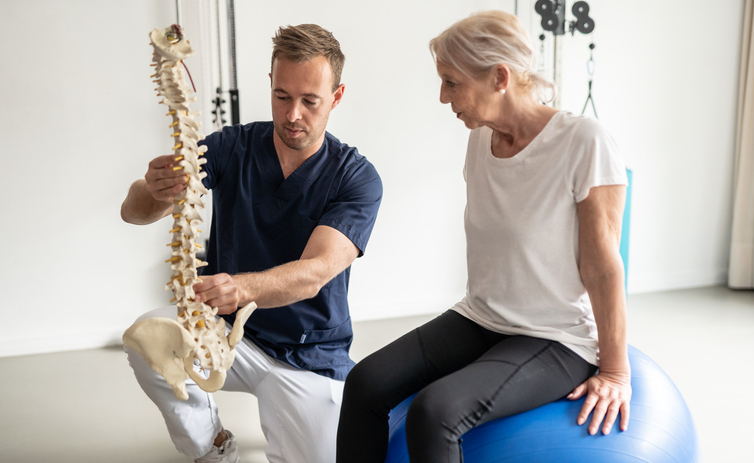 Patient and physical therapist