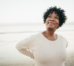 Older African American woman on the beach