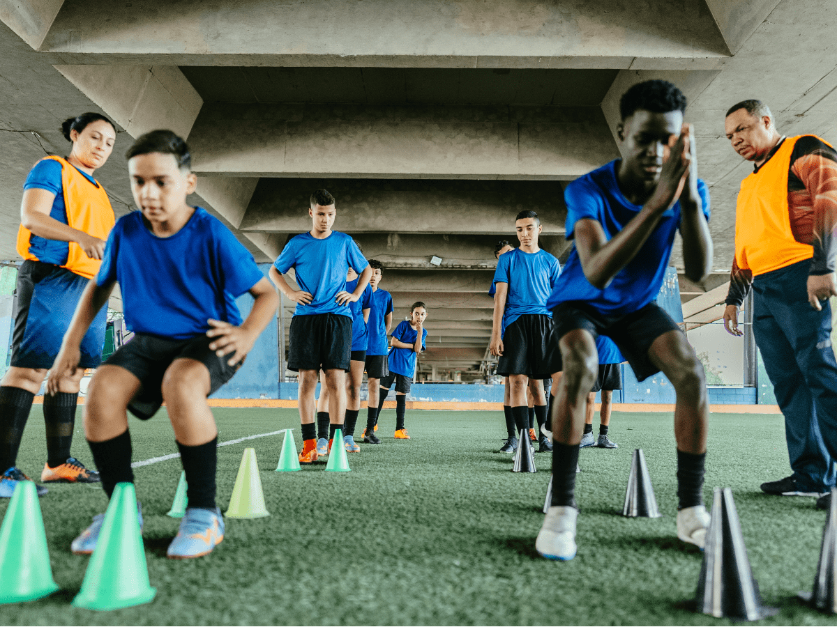 Sports Performance Velocity Vault  Soccer team training on the soccer field 