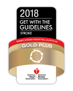 2018 Get with the guidelines stroke certification by American Stroke Association as Stroke Honor Roll Elite Plus Gold Plus