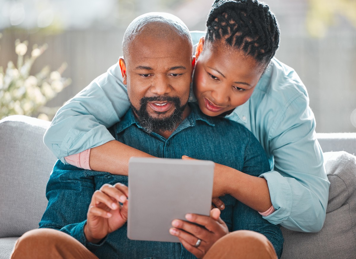 Couple looking at ipad