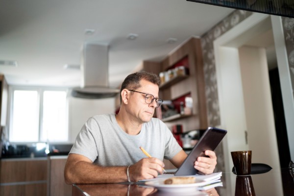 Man in his home office
