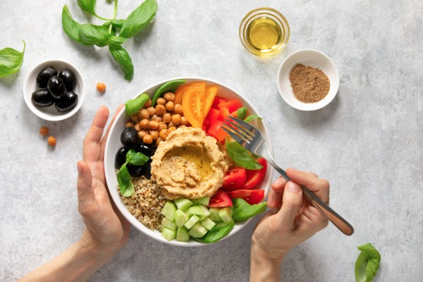 Mediterranean Buddha bowl with hummus