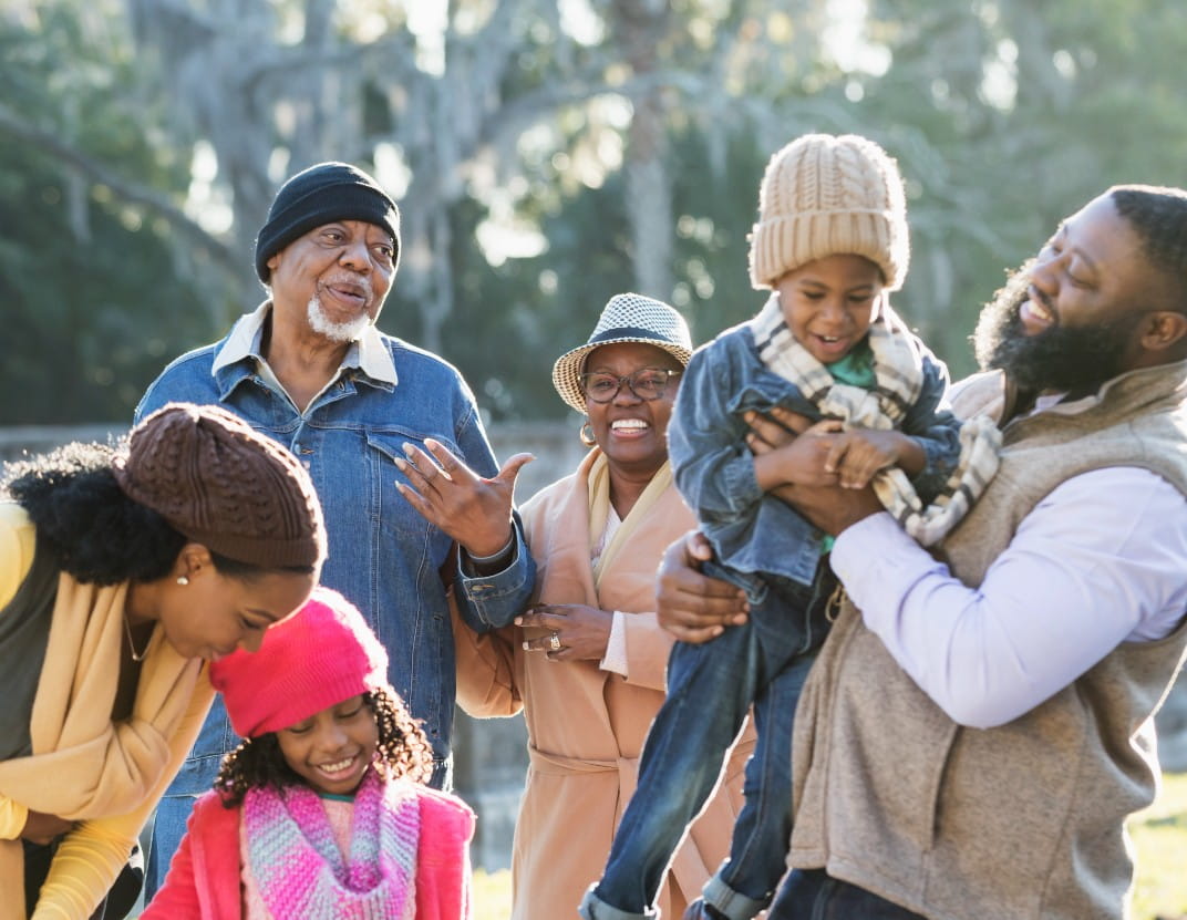 Family laughing together