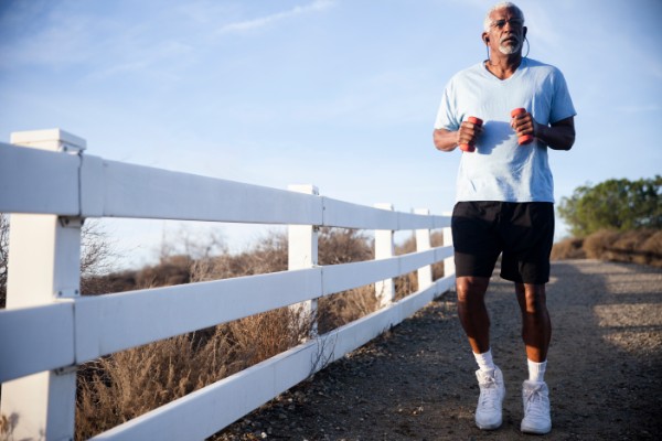 older man jogging outside
