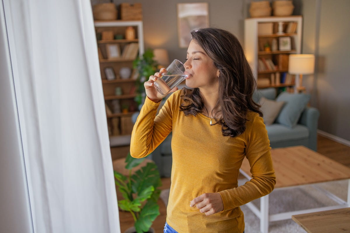 lady drinking water