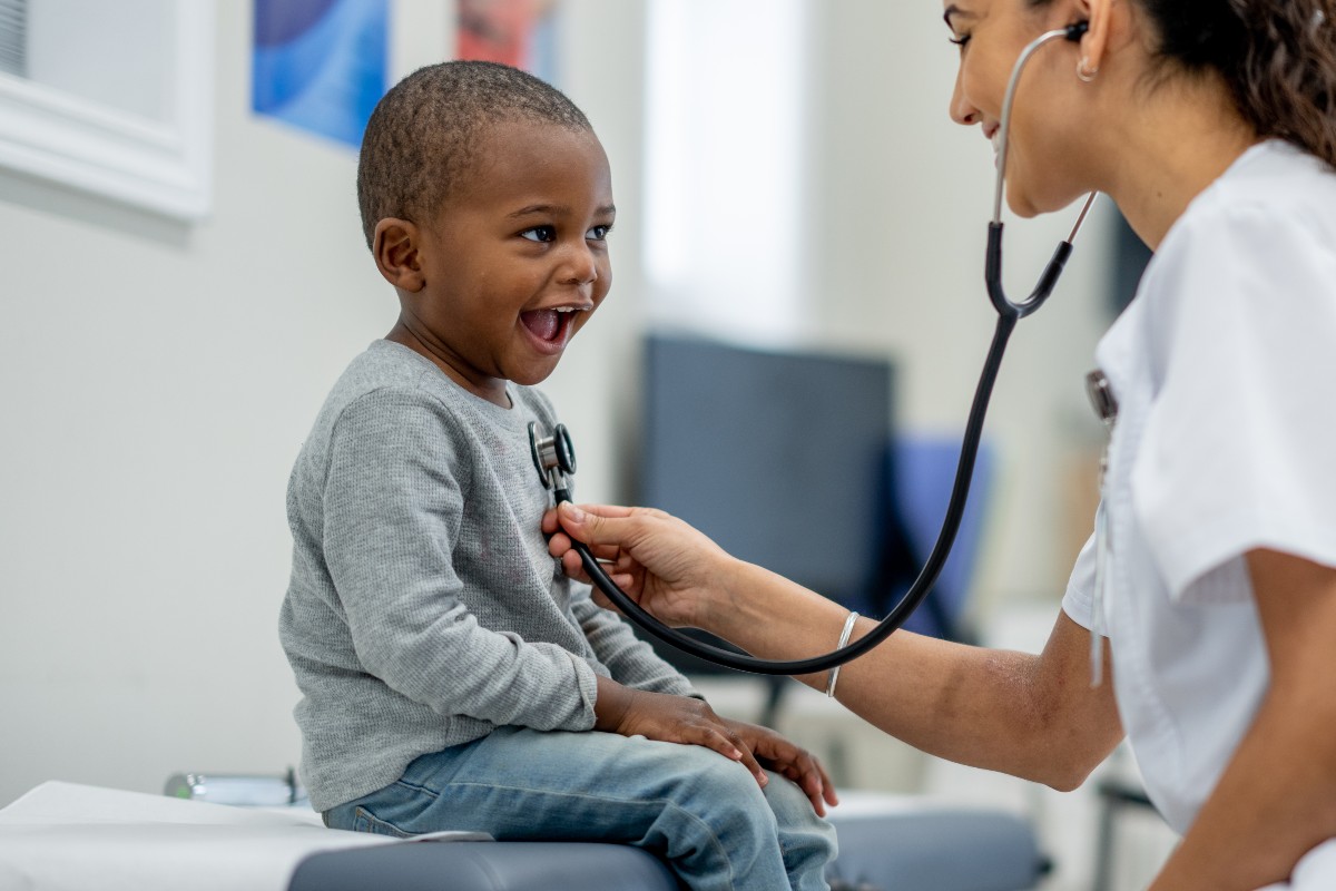 Little boy getting a physical
