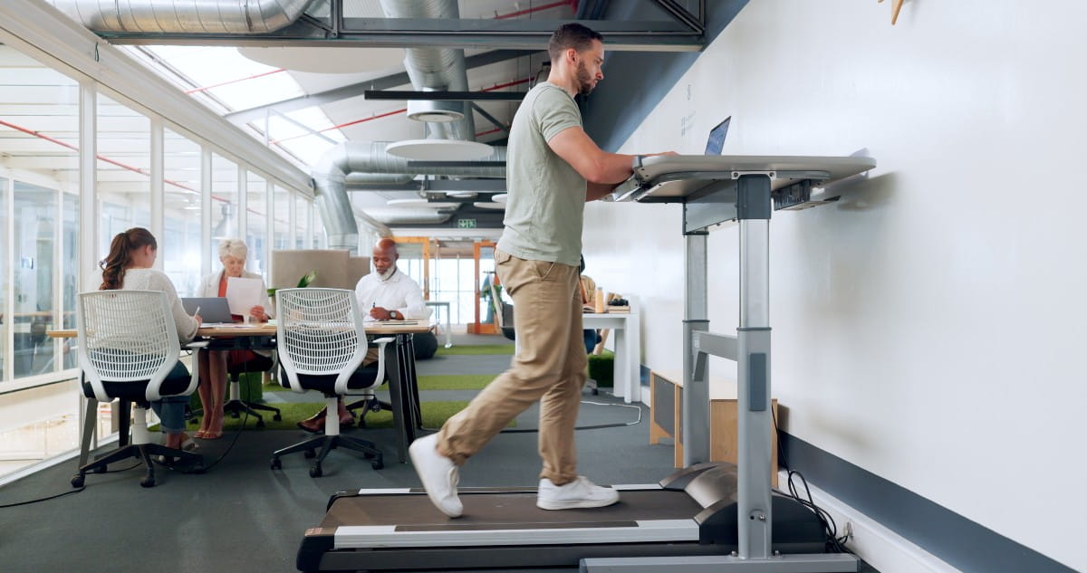 Man standing up working 