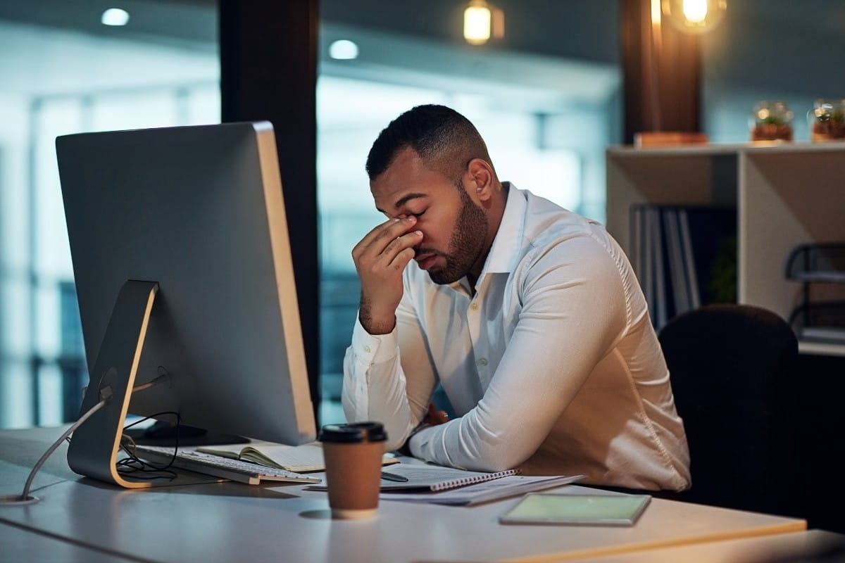 Man stressed at work