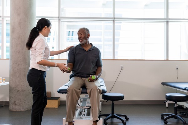 stroke patient at physical therapy