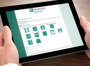 myChart login screen on a tablet
